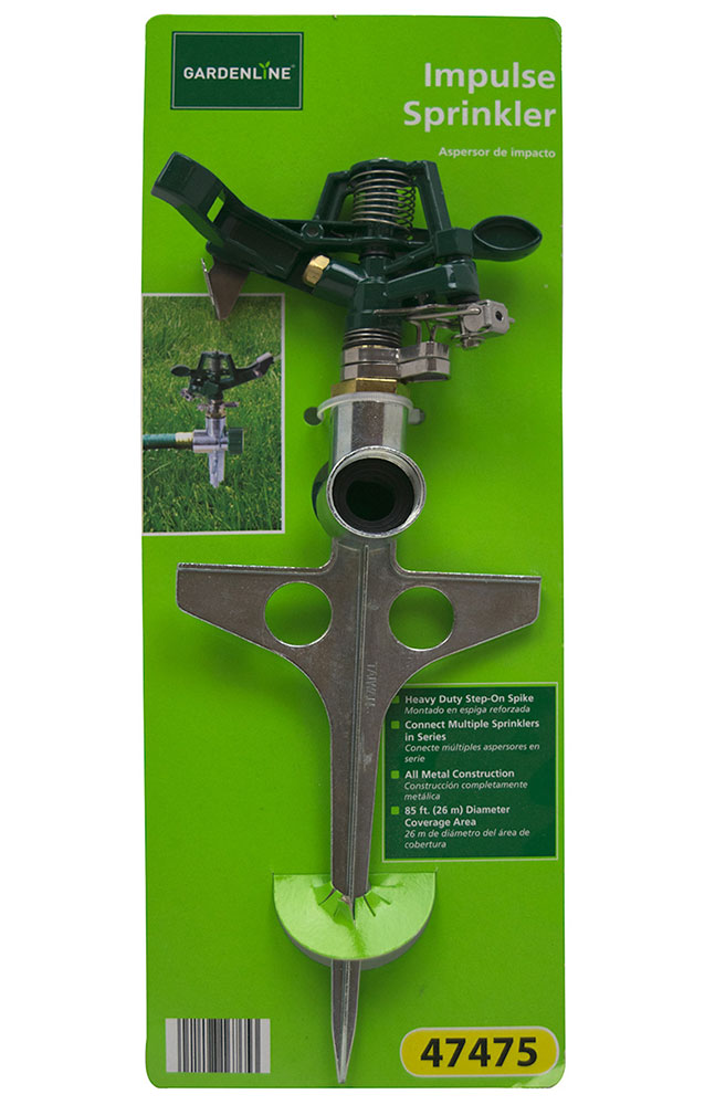 front view of the Impulse sprinkler packaging